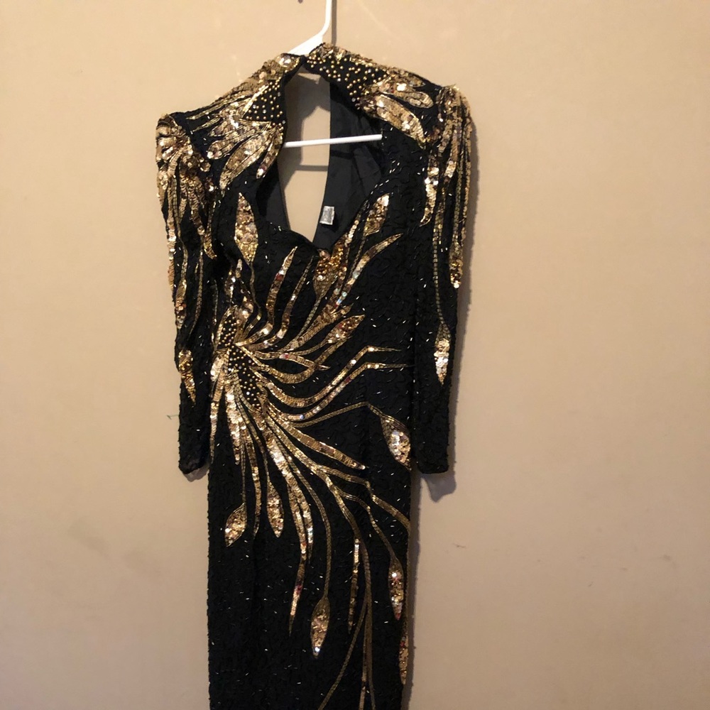 Gold and black evening dress..